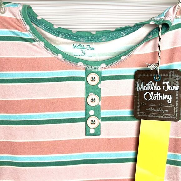 NWT Matilda Jane Cozy Soft Striped Polka Dot Pajamas Top Long Sleeve size 14 - Picture 3 of 12